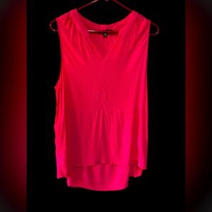 ZAC & RACHEL WOMEN SLEEVELESS DOTTED SWISS PRINT W/HI-LOW HEM V NECK HOT PINK XL